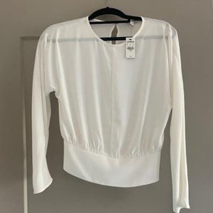 Express Cream Colored Smocked Waist Blouse - Size S